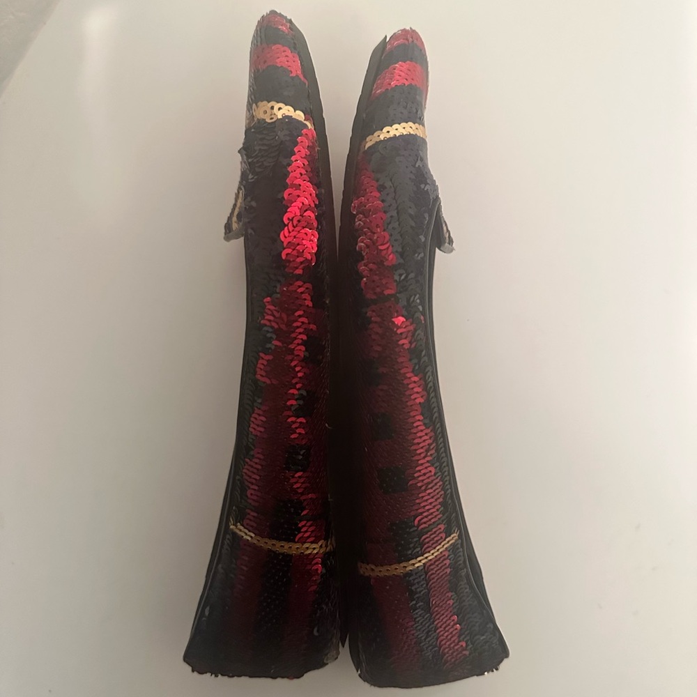 COACH Debrorah Tartan Plaid Sequin Ballet Flats Size 6.5 Red Navy Gold - Picture 6 of 11